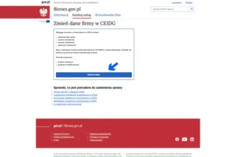 Zmiana danych w CEIDG: edytuj, zawieś, wznow lub zakończ działalność. Wniosek podpiszesz Profilem Zaufanym lub podpisem kwalifikowanym. Rozpocznij.