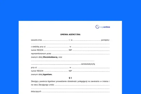 Umowa agencyjna: dane Zleceniodawcy i Agenta, powierzenie prowadzenia działalności.