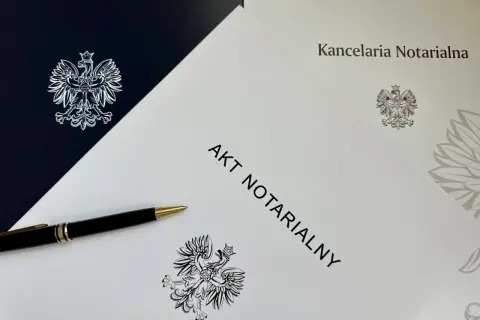 Akt notarialny i długopis czekają na podpis. Umowa przyrzeczona zostanie sfinalizowana w kancelarii notarialnej.