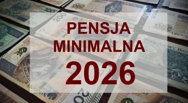 Polskie banknoty 100 i 200 zł z napisem "PENSJA MINIMALNA 2026".