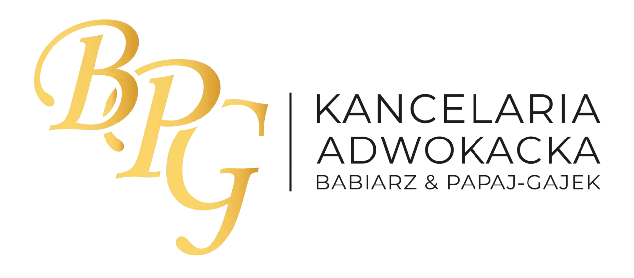 Logo kancelarii adwokackiej BPG z nazwami Babiary & Papaj-Gajek.