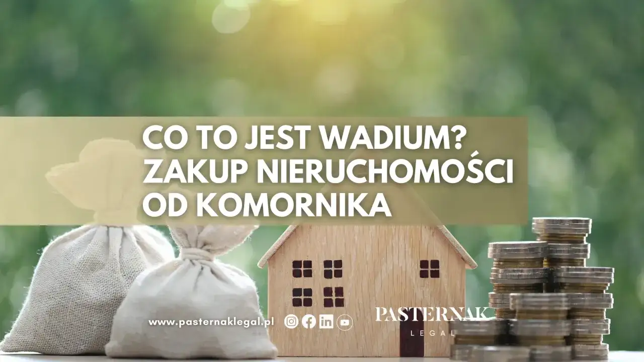 Wadium co to? Zakup nieruchomości od komornika. Worek z pieniędzmi, domek i stos monet symbolizują transakcję.